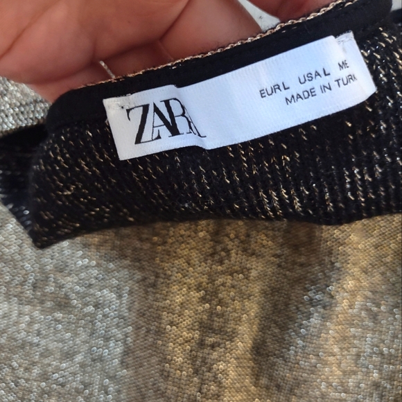 ZARA Knit Gold Metallic Tank top - Large - Picture 4 of 4